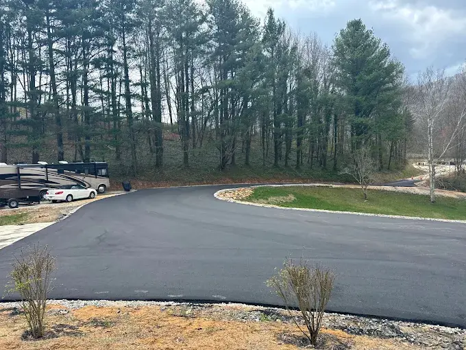 New asphalt on a long curve