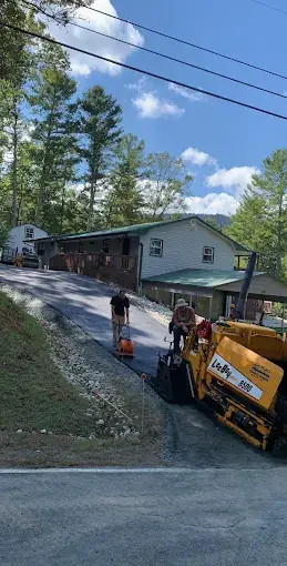 Paving a steep drive up to a house